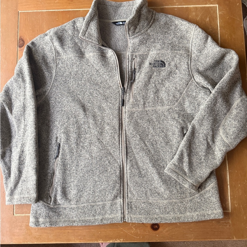 The North Face Heathered taupe Zip-Up Fleece